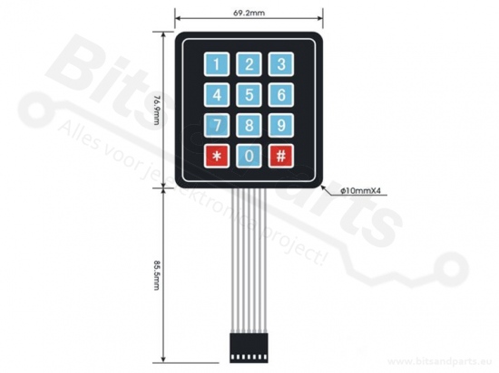 Membrane keypad 3x4 for e.g. Arduino